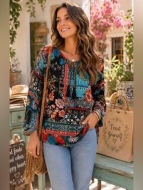 Laurel Grey Boho Tassel Shirt